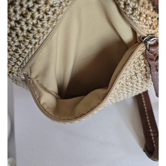 The Sak Avalon Backpack Beige/Brown Hand Crocheted Textile Purse - Picture 9 of 13